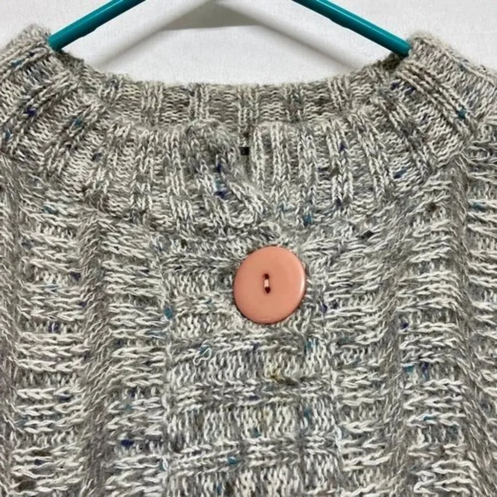 Vintage P.G.E. Mohair Wool Cardigan‎ Women's Medium Gray Ivory Chunky Knit NWOT
